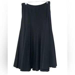 Multiples Black Pleated A-Line Midi Skirt